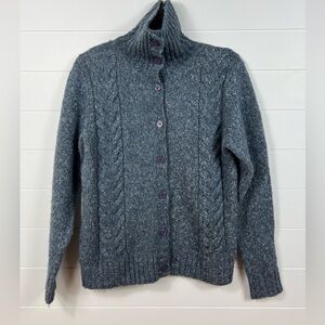 Ll bean wool blend sweater size large women’s blue button down cardigan